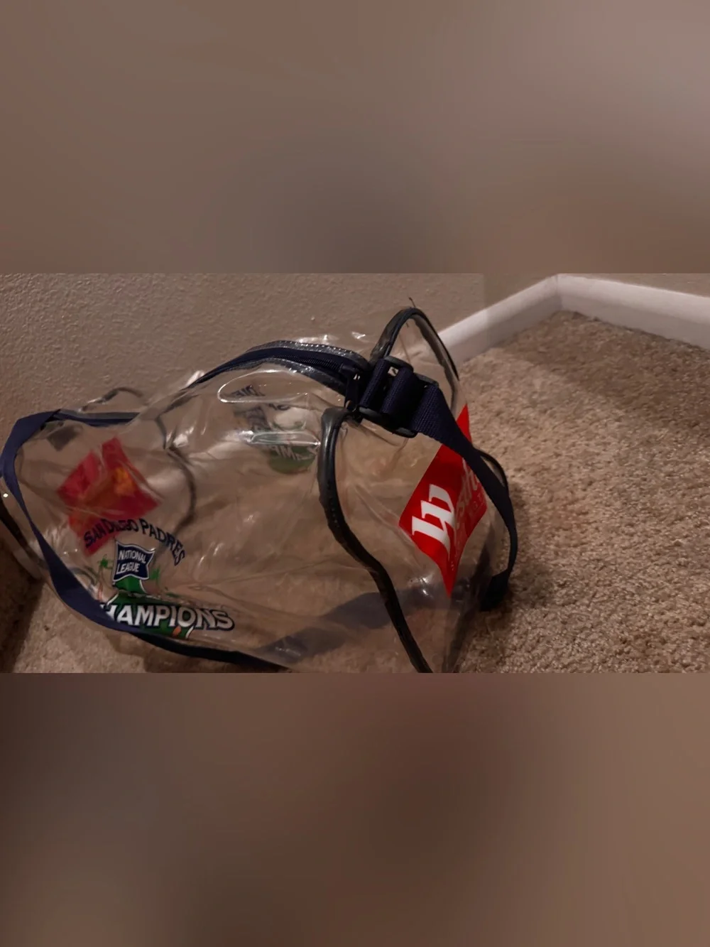 1998 San Diego Padres clear duffle bag